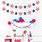 Patriotic Star Garland Banner for 4th of July Decorations, Red White Blue Stars Bunting